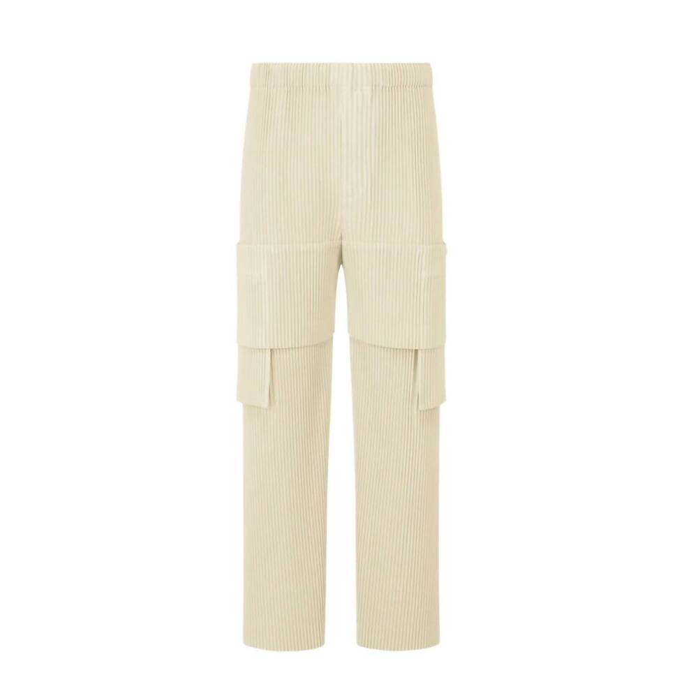 NEW ISSEY MIYAKE women's homme plisse multi-pocket cargo pants in limestone